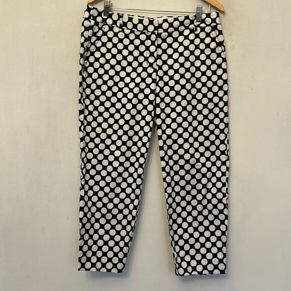 J Crew navy blue white circle ankle pants Curvy fit Size 12 EUC - Picture 1 of 9